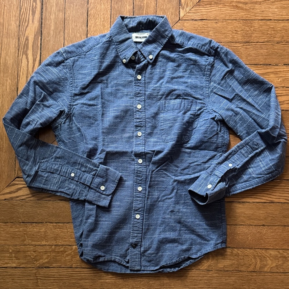 Men’s Taylor Stitch Jack Button-Up Shirt size 40 m indigo navy slub weave